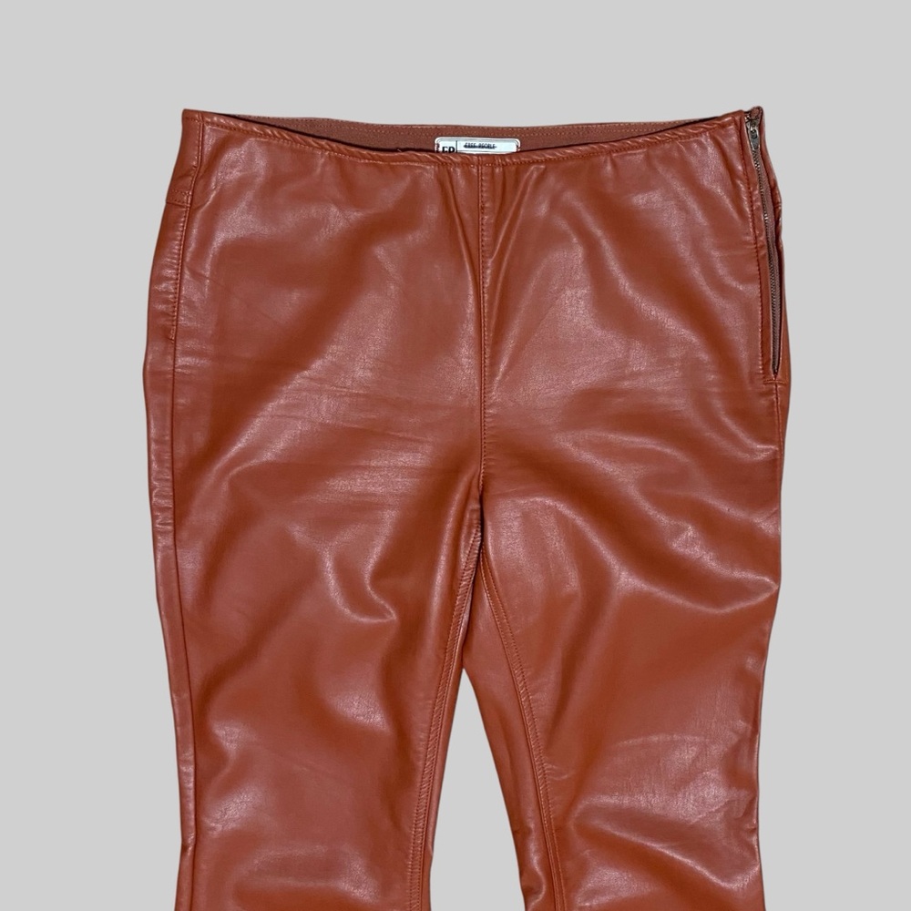 Free People Pants Womens Cognac Brown Vegan Leather Flare Boho Festival Sz 30 - Picture 3 of 11